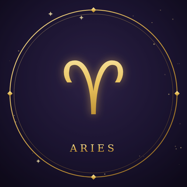 Aries zodiac sign in gold