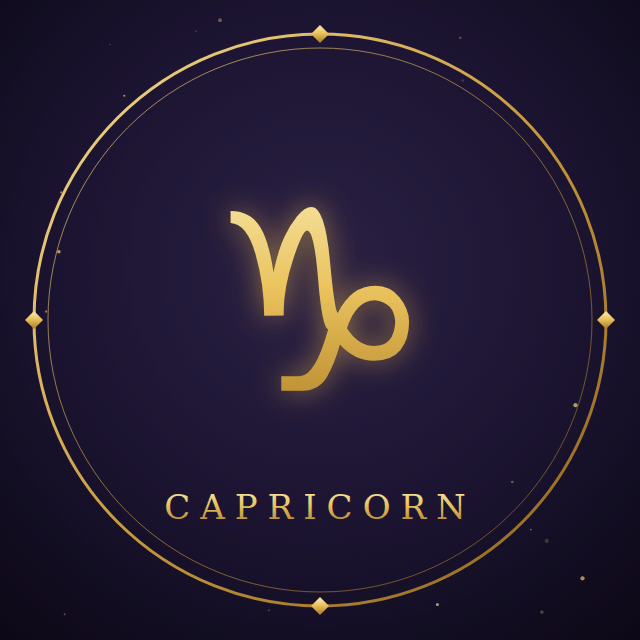 Capricorn zodiac sign in gold