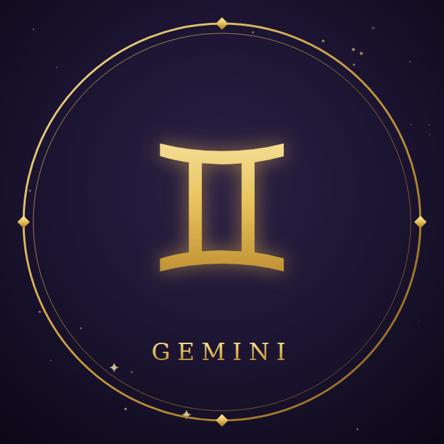 Gemini zodiac sign in gold