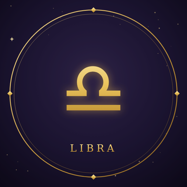 Libra zodiac sign in gold