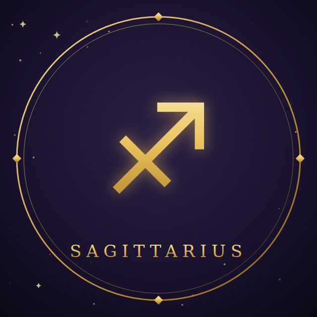 Sagittarius zodiac sign in gold