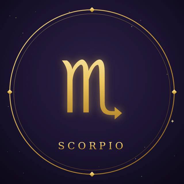 Scorpio zodiac sign in gold