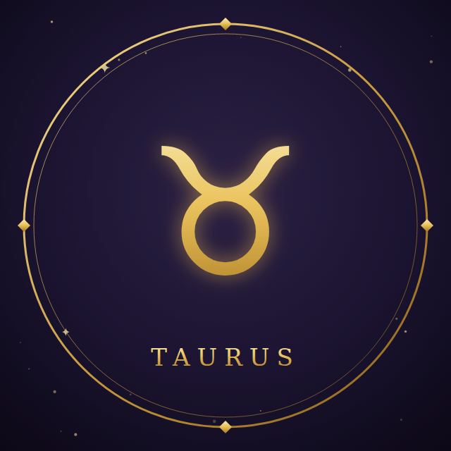 Taurus zodiac sign in gold