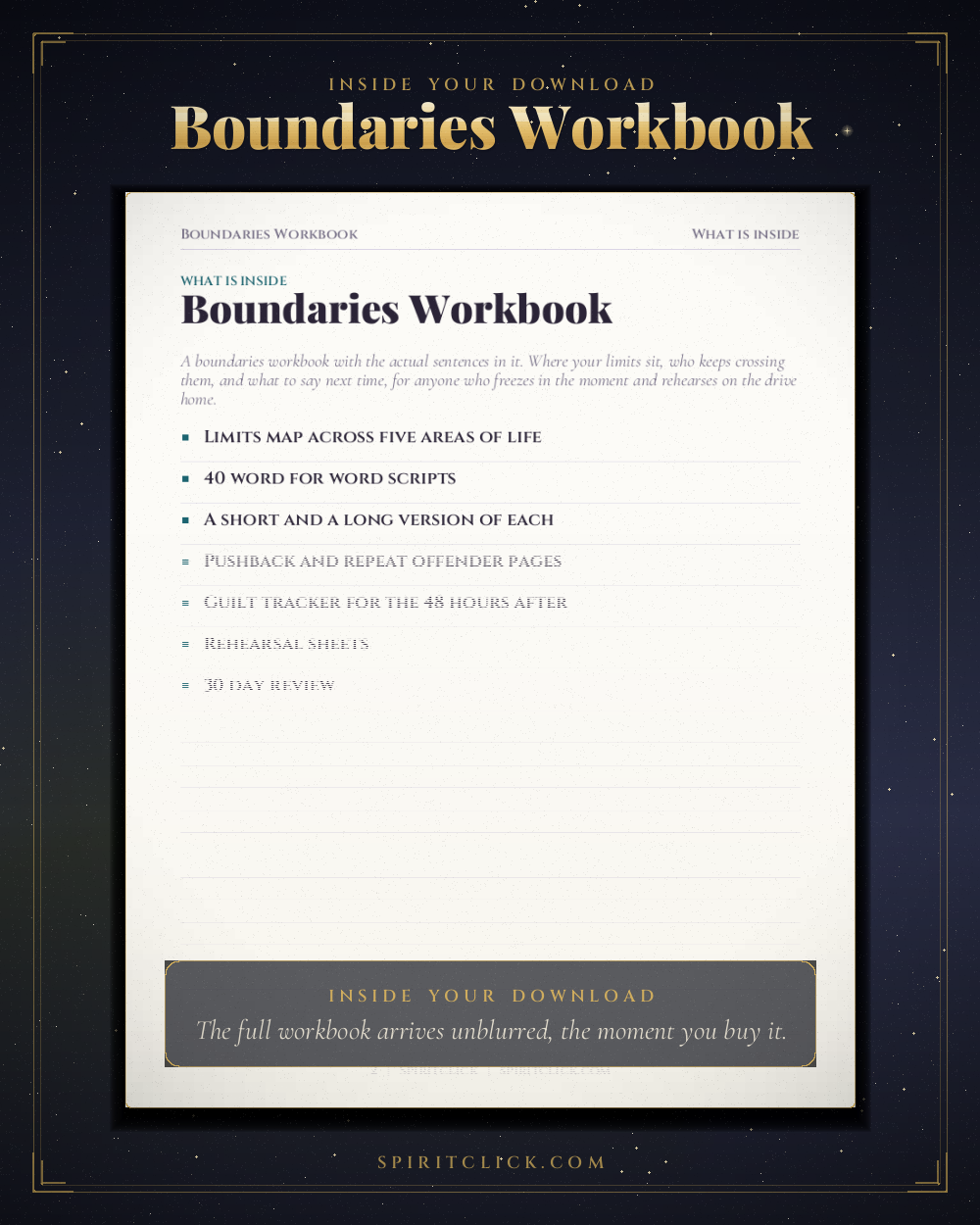 A page from inside Boundaries Workbook and Scripts, partly obscured