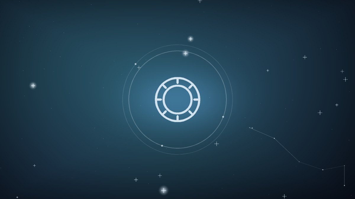 A ring of twelve zodiac glyphs around a central spinning wheel of stars