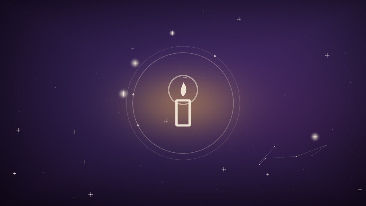 A single candle burning steadily beside an open doorway
