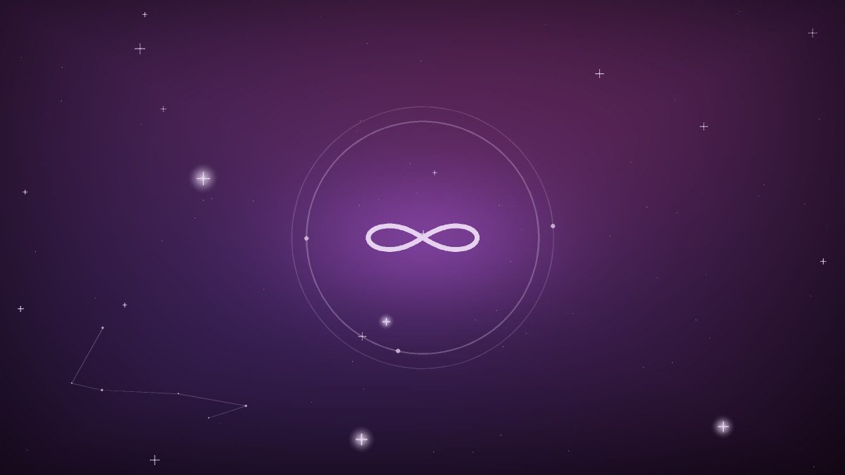 An infinity loop drawn in soft gold light