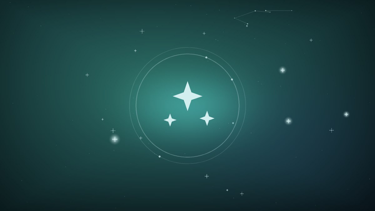 Bright star shining in a deep teal night sky