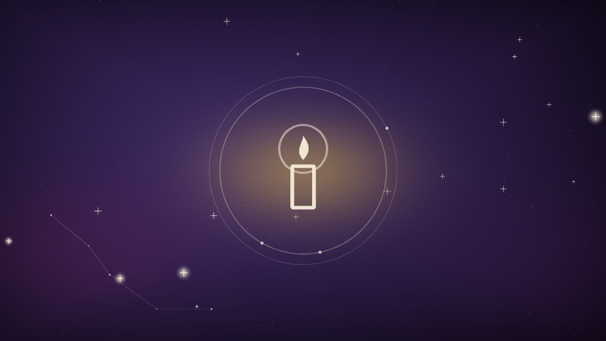 Single golden candle flame burning in darkness