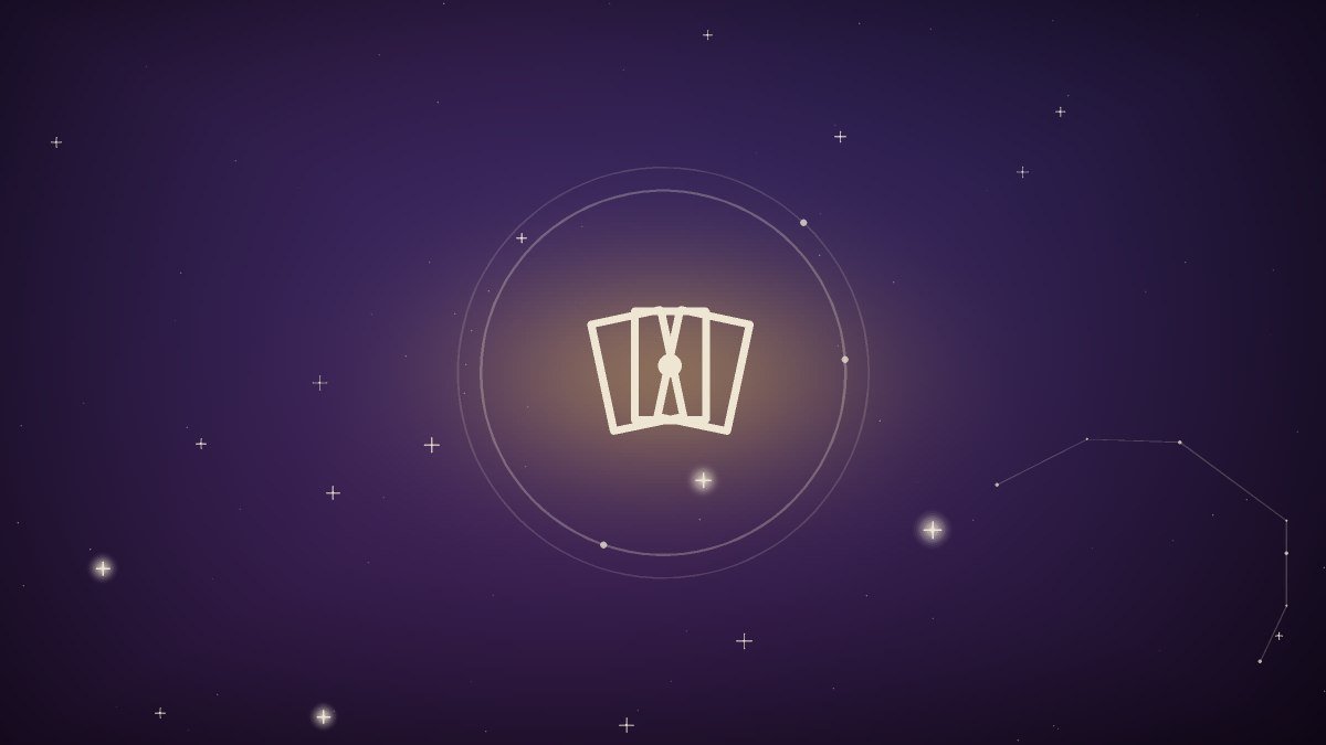 A crescent moon above a single oracle card