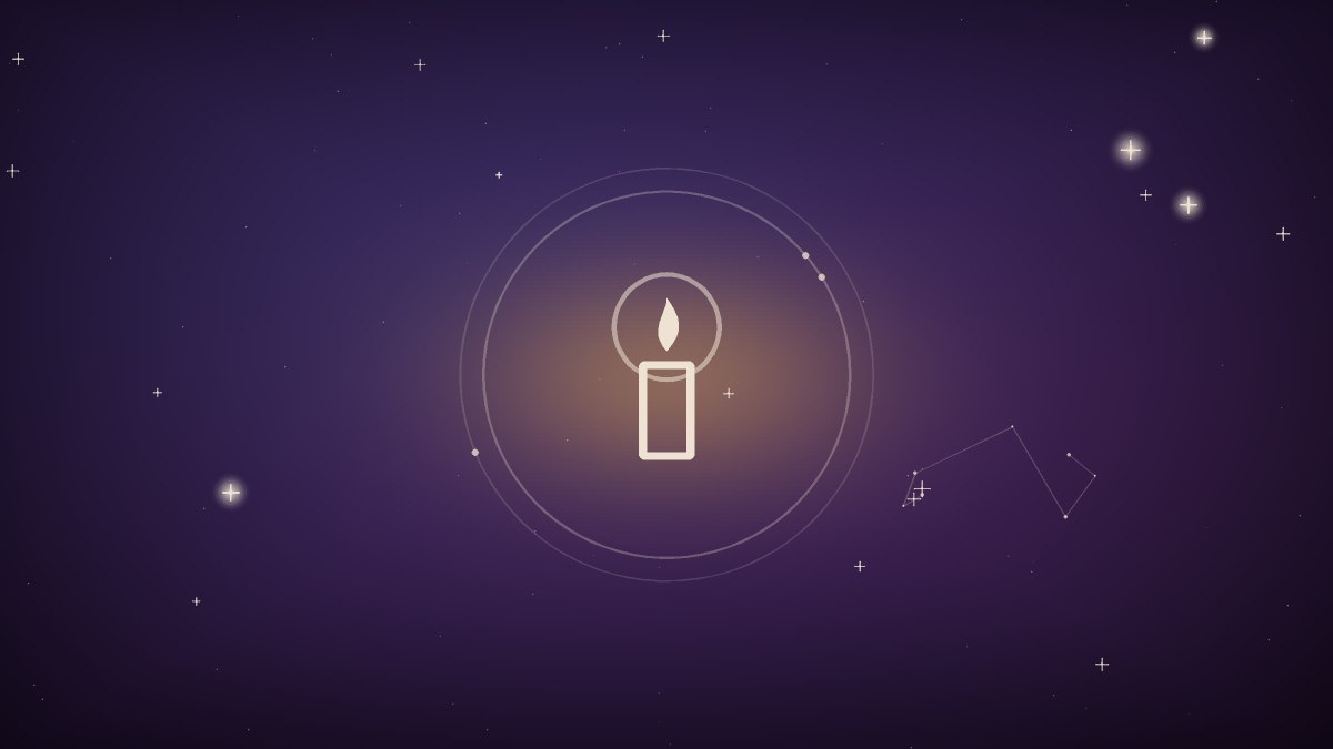 A single candle burning with a steady gold flame