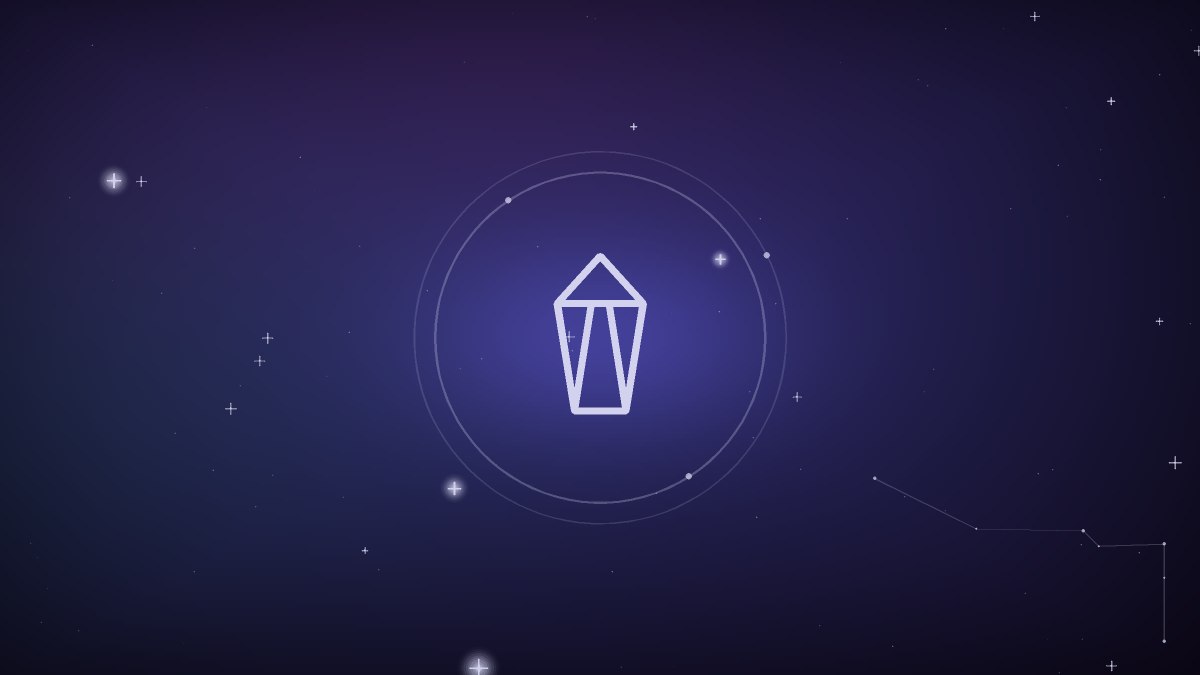 A single open eye surrounded by geometric light