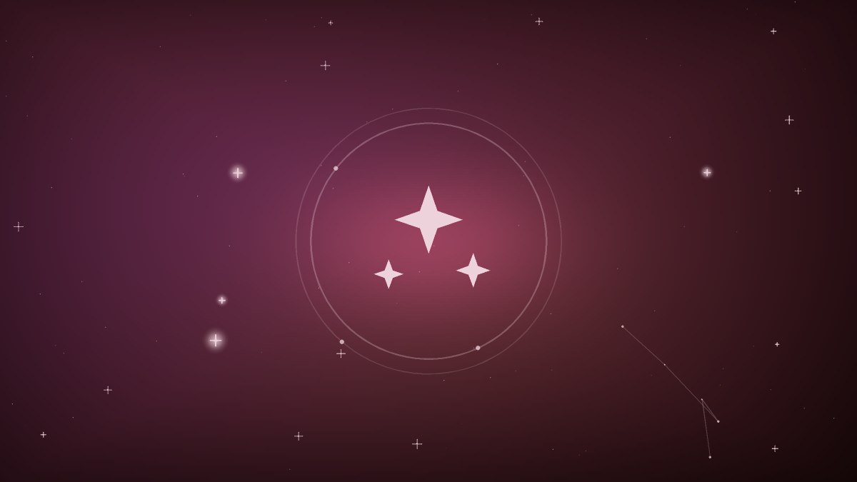 A rose colored star above a winding road