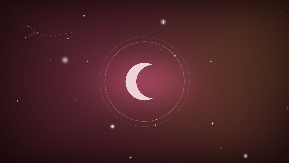 Crescent moon in a soft rose evening sky