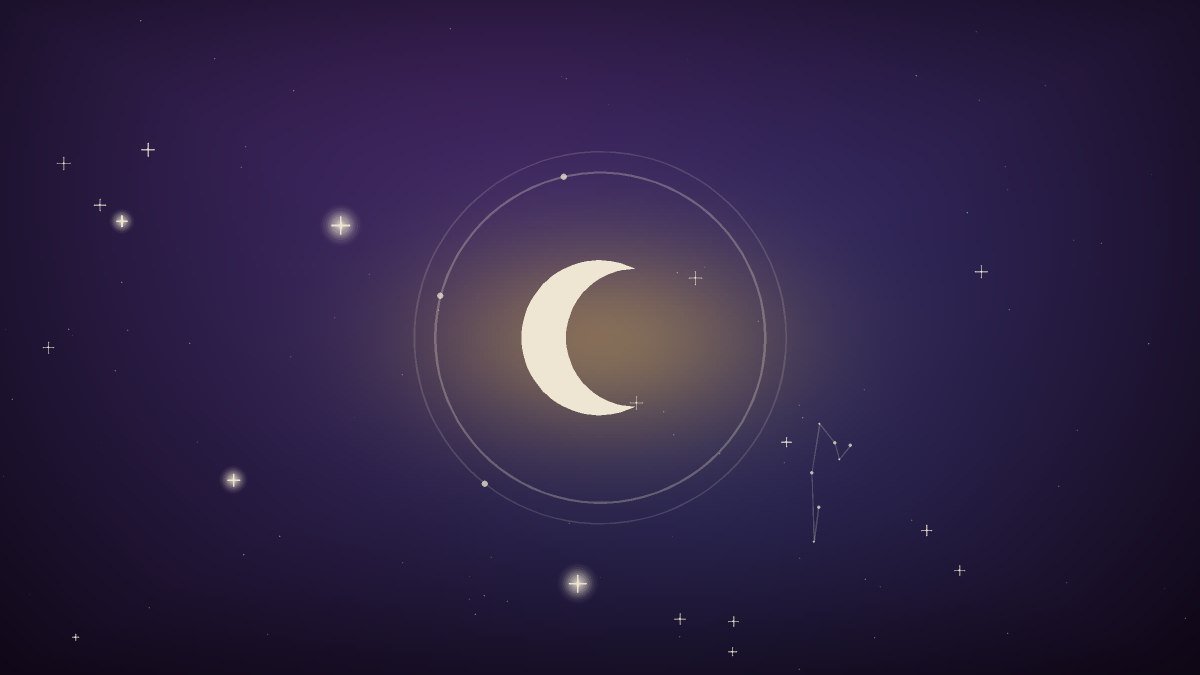 A dim moon over a dark room with a shadow in the corner