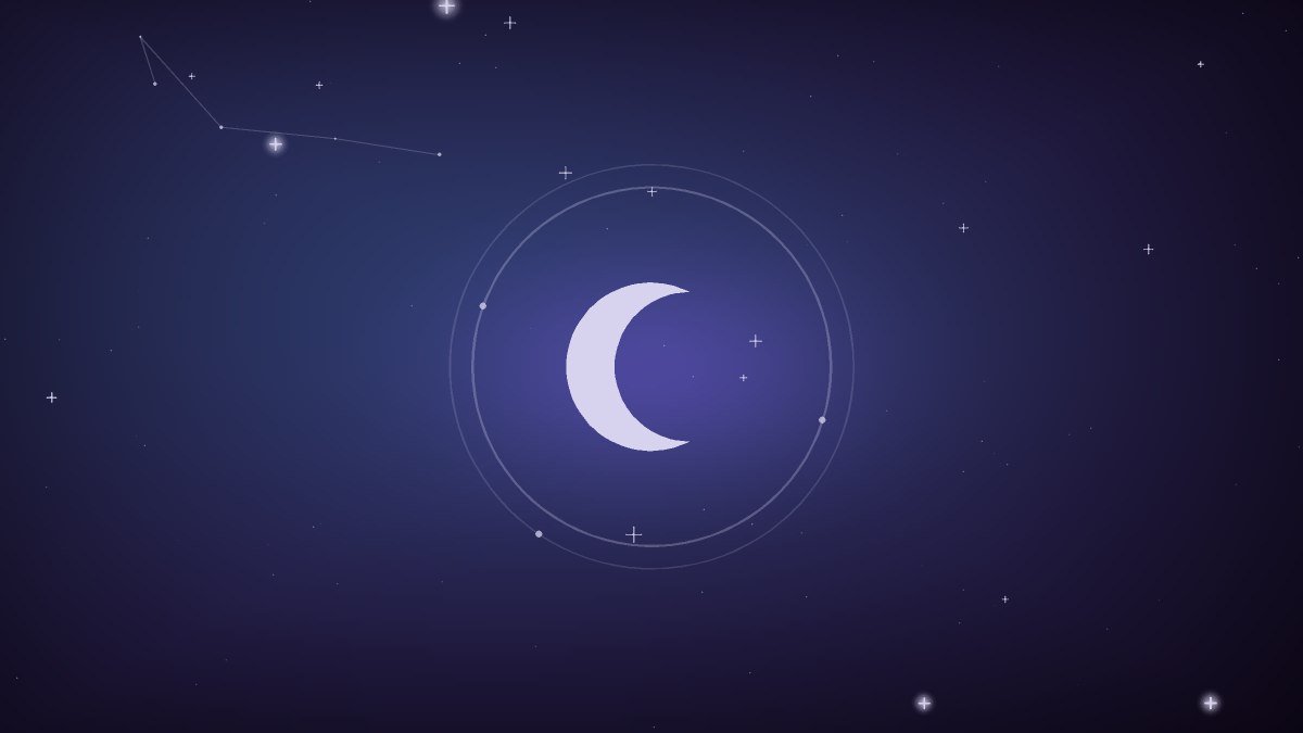 A crescent moon above a quiet runway at night
