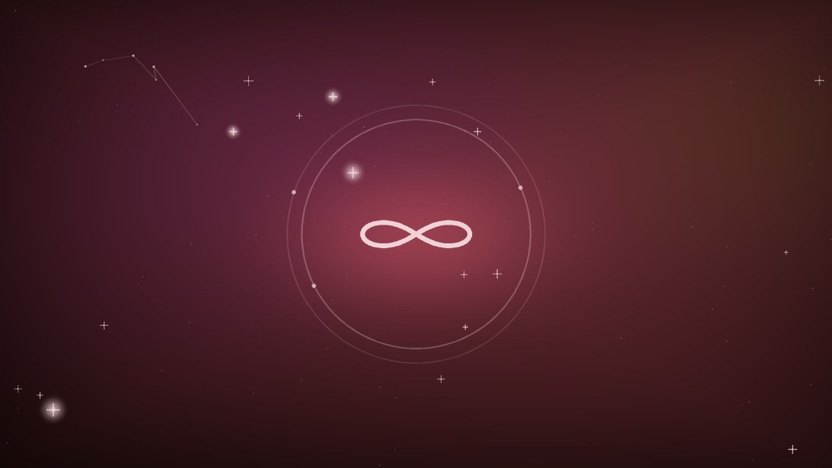 An infinity loop in brushed gold against deep shadow