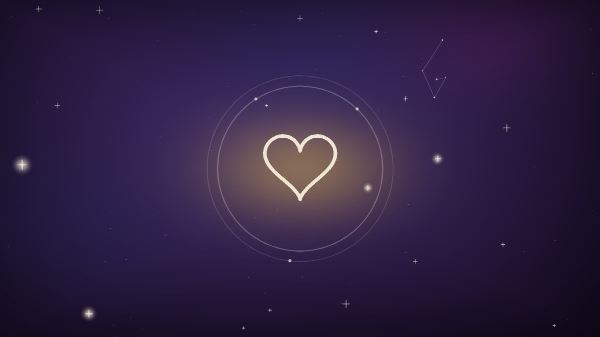 Two hearts set slightly apart with a faint line between them