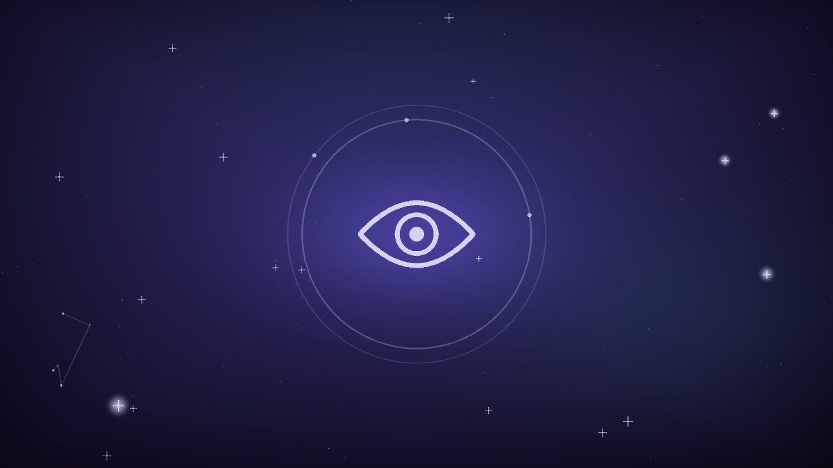 A quiet eye glowing on a dark table beside a folded note