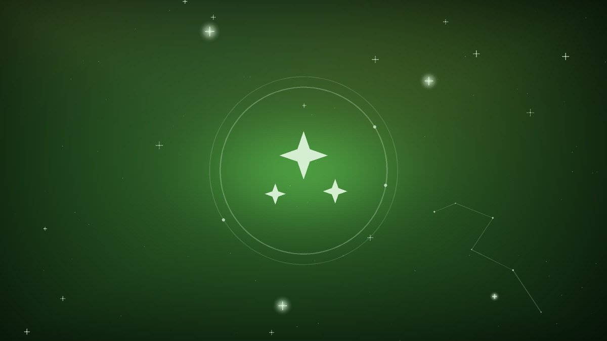 Stars scattered over a calm night field in pale gold