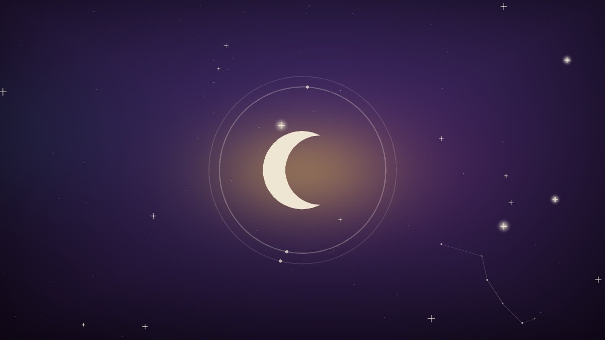 A scatter of stars wheeling above a quiet night horizon