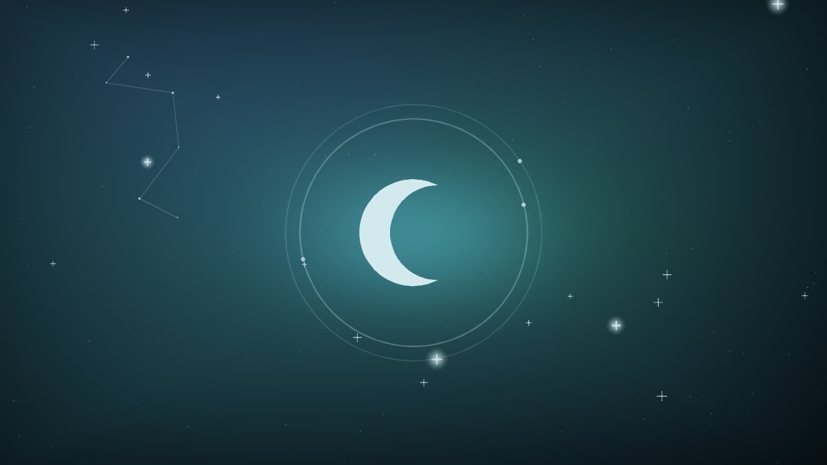 Nine pale rune like marks glowing against a deep blue field