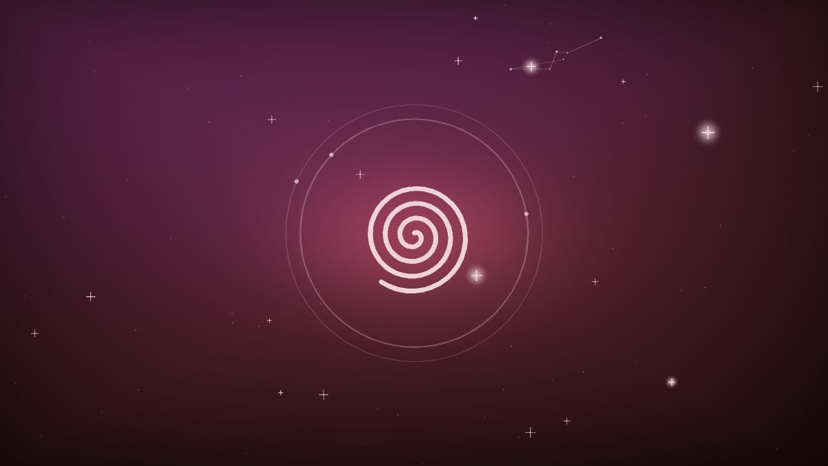 A rose colored spiral drawing the eye toward its center