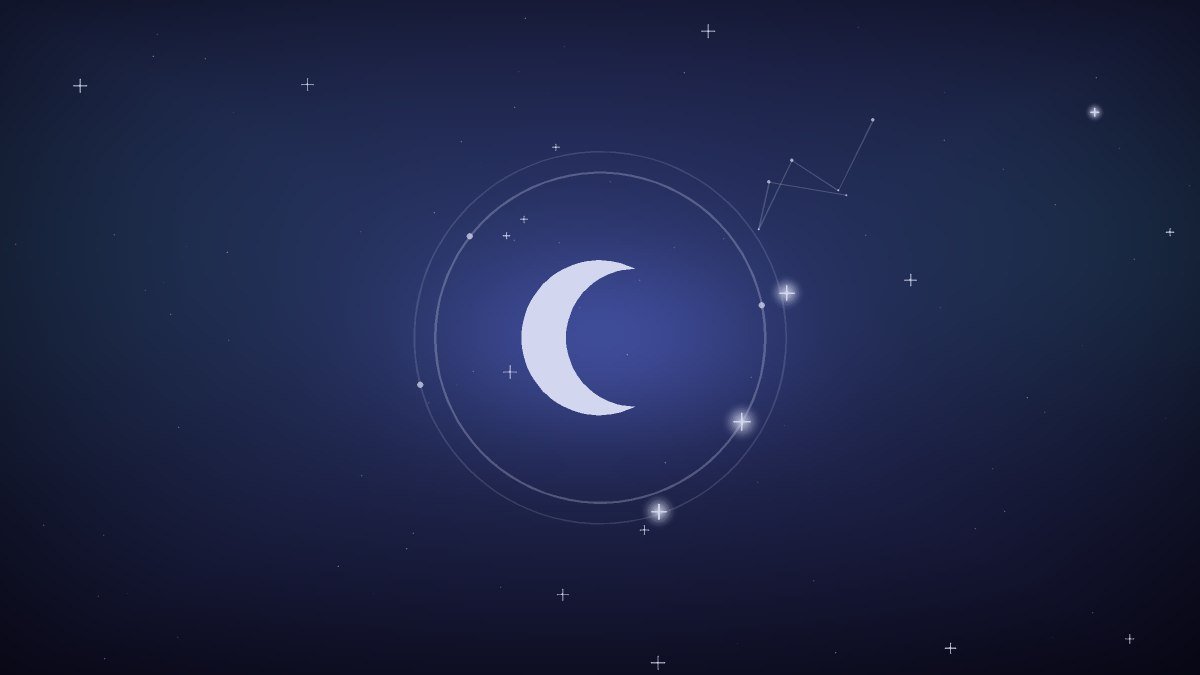 A waning moon above still water