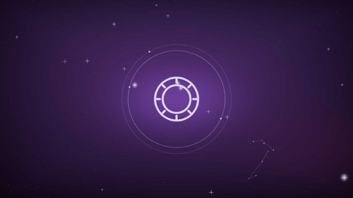 Constellation of stars forming a crowned lion in a violet sky
