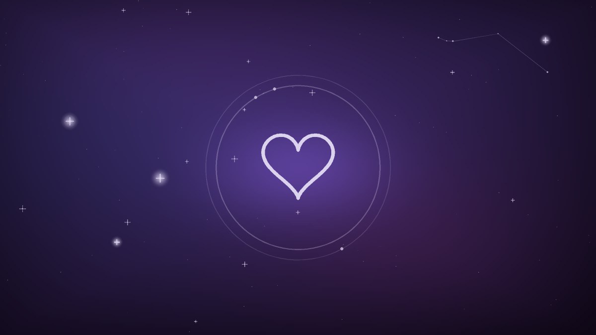 A violet infinity symbol glowing steadily above two joined hands