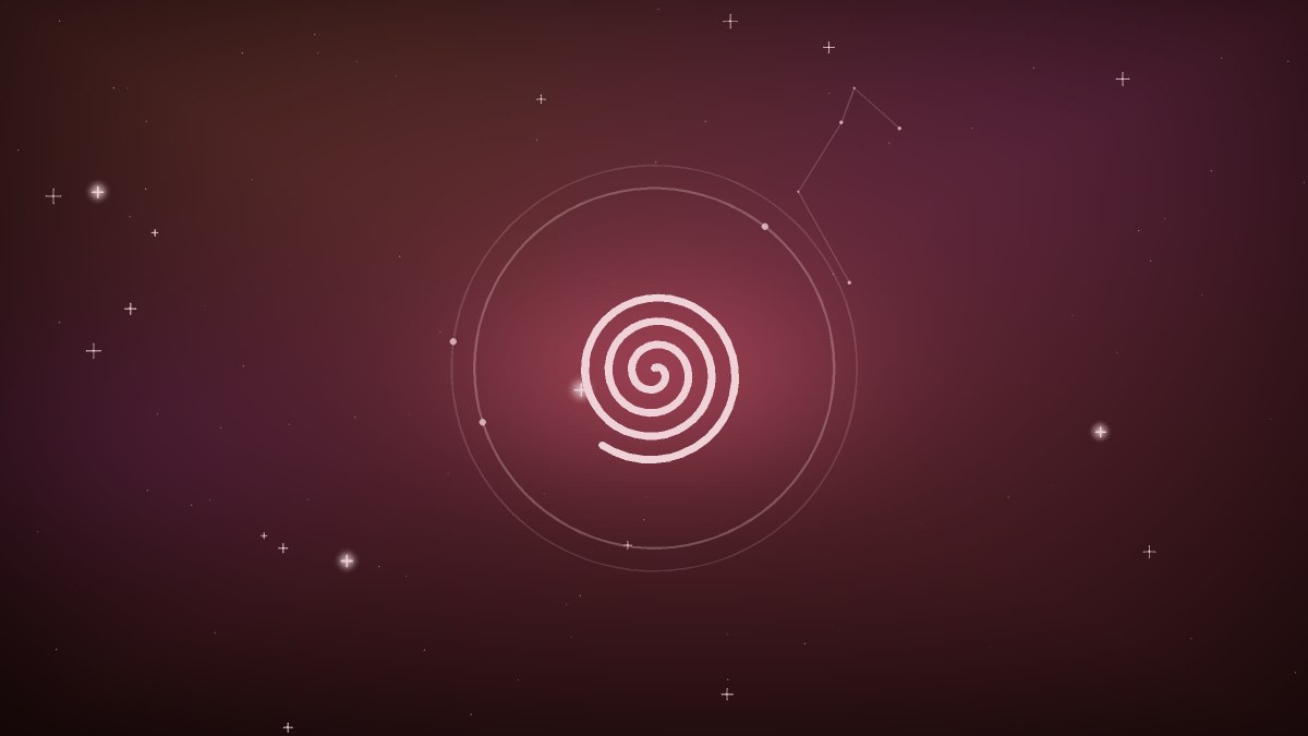 A rose colored spiral unfolding outward from its center