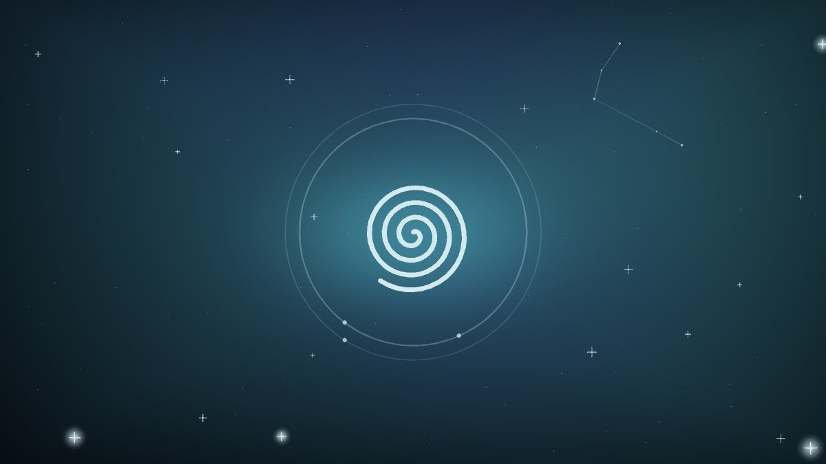 A quiet spiral glowing on a dark table beside a folded note