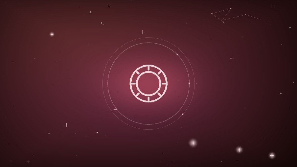 Stars over a stylized planetary path bending backward