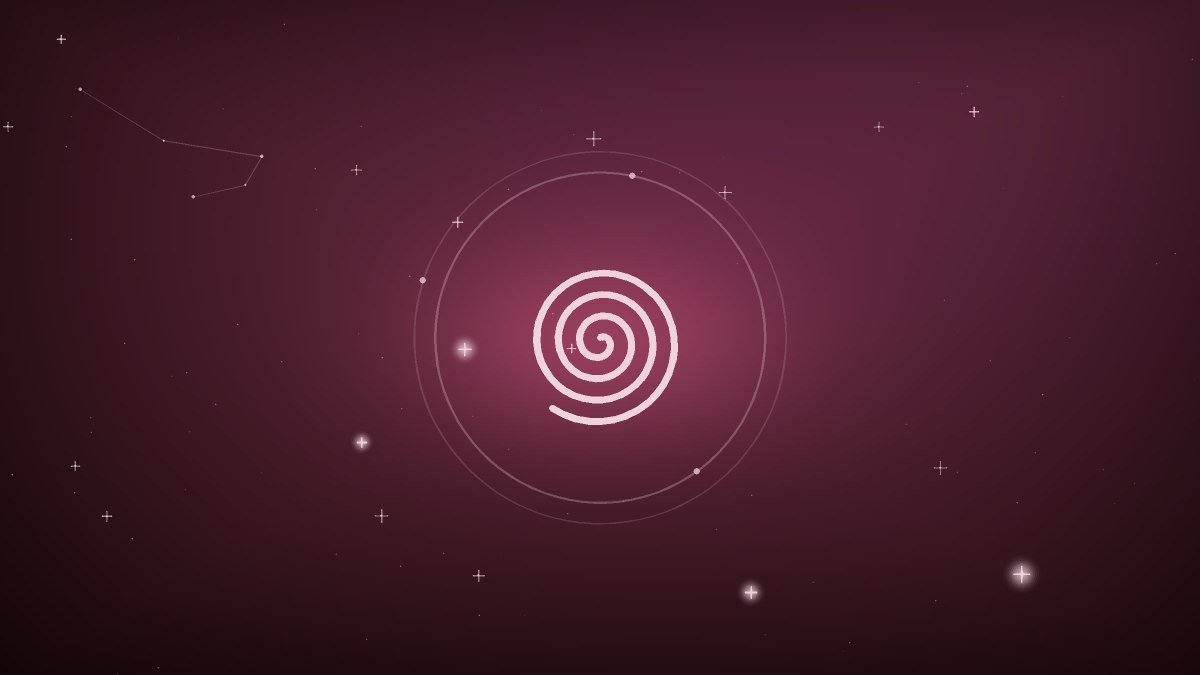 A spiral rendered in soft gold light against deep shadow
