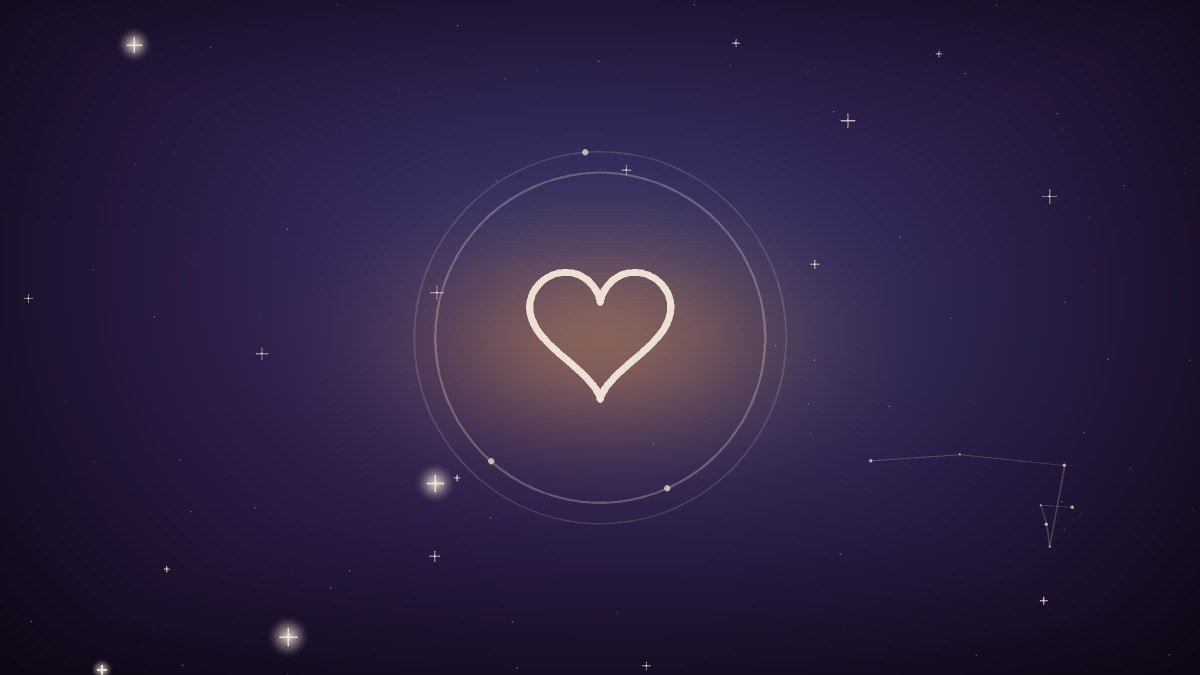A heart shape in warm light against deep evening shadow