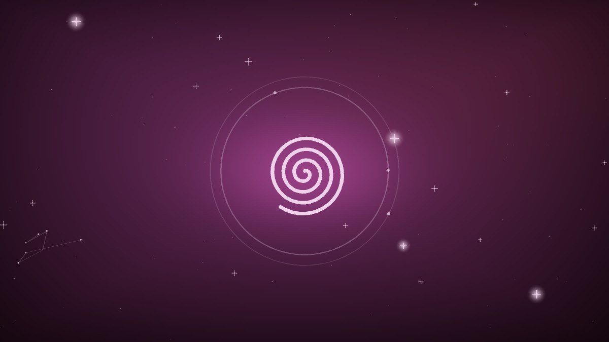A slow spiral of pale light over an open window at night