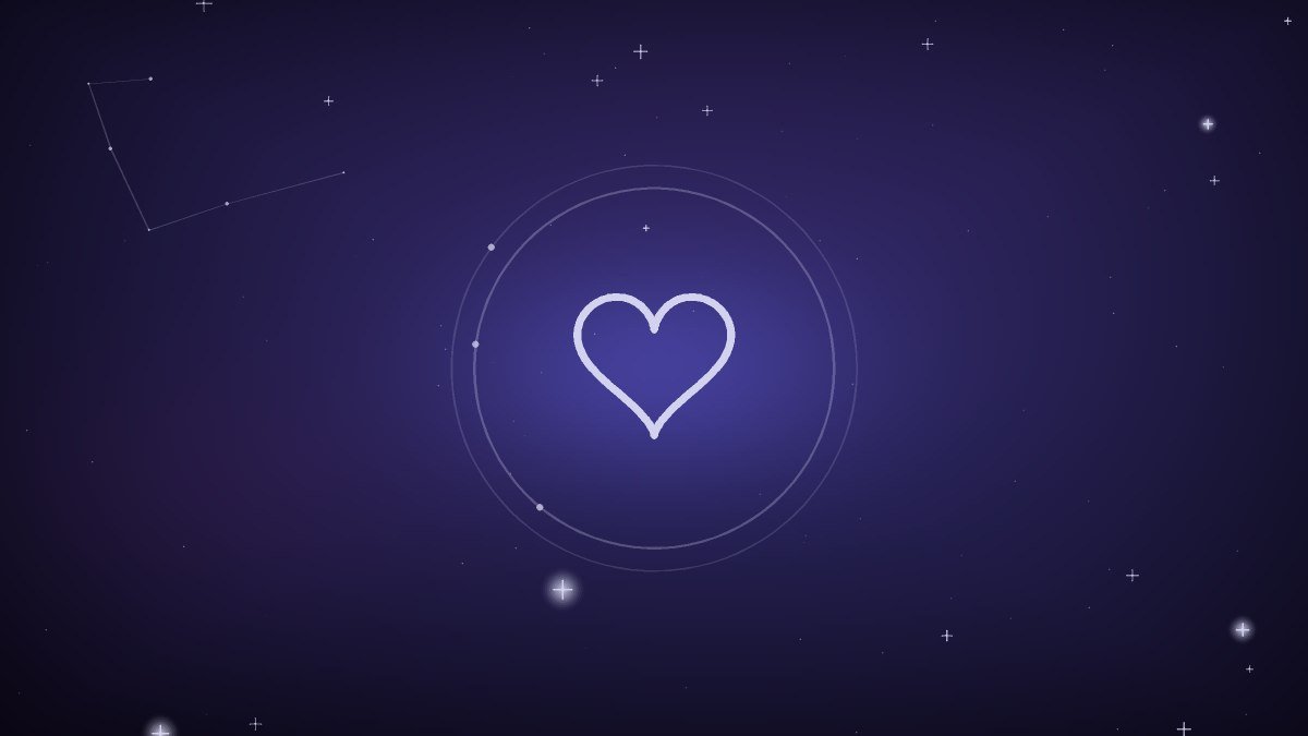 A balanced heart resting between two open hands on a rose background