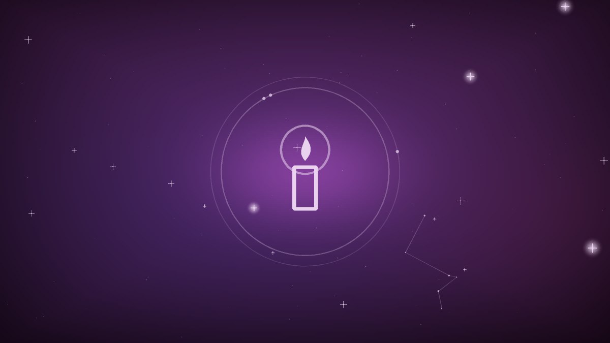 A steady candle flame in a dark room