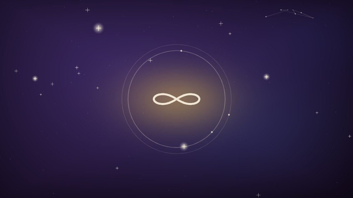 A spiral path circling back over its own track