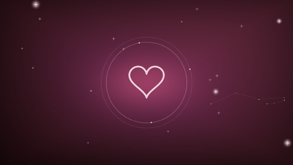 Two intertwined lines forming a heart in warm rose light