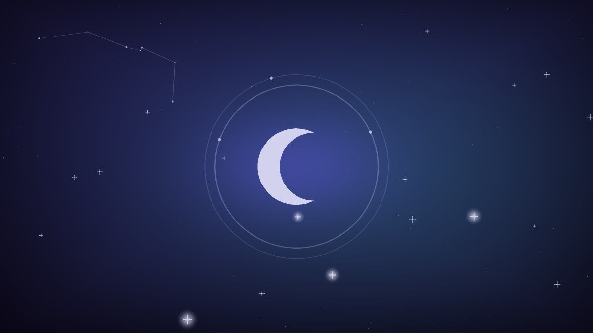 The moon rising through midnight blue fog
