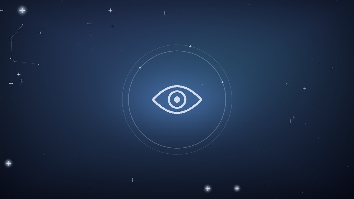 A single watchful eye in dark blue light