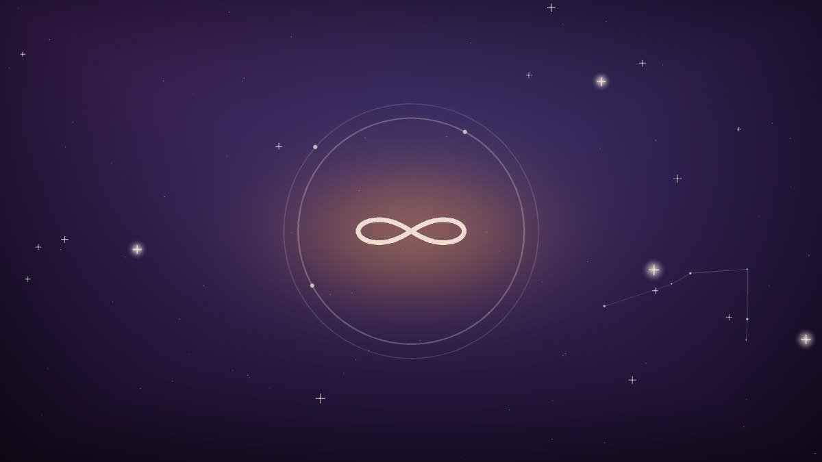An infinity loop glowing softly in amber light