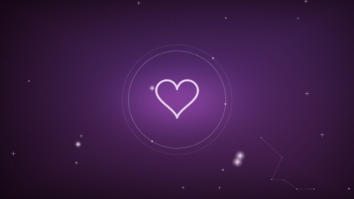 A slender waning moon in a deep violet sky scattered with faint stars