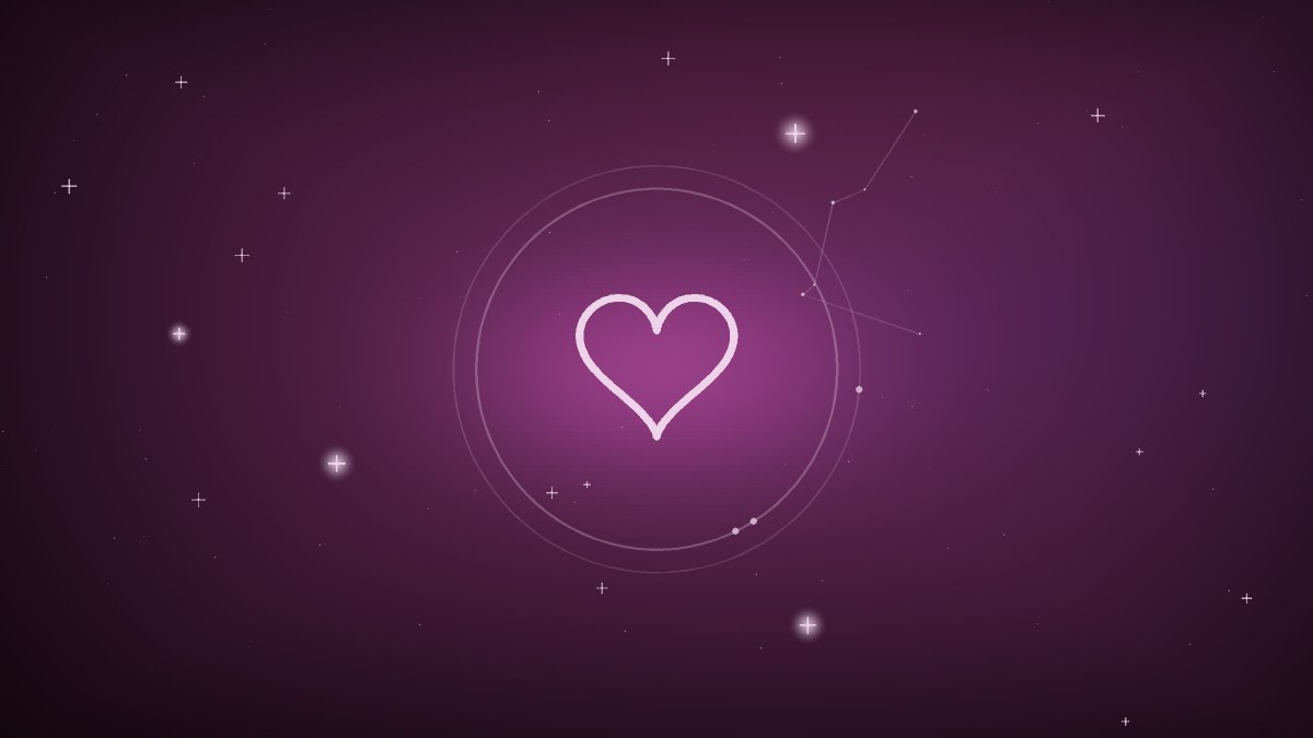 An infinity loop drawn between two star charts