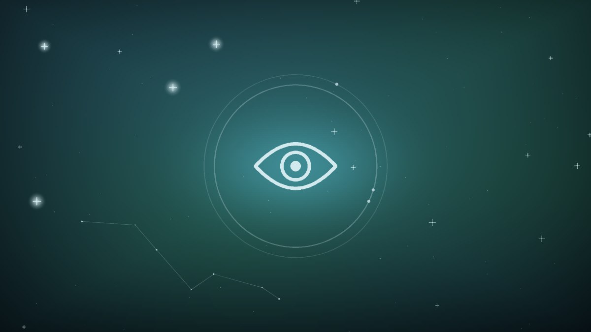 A calm closed eye above a short line of tally marks