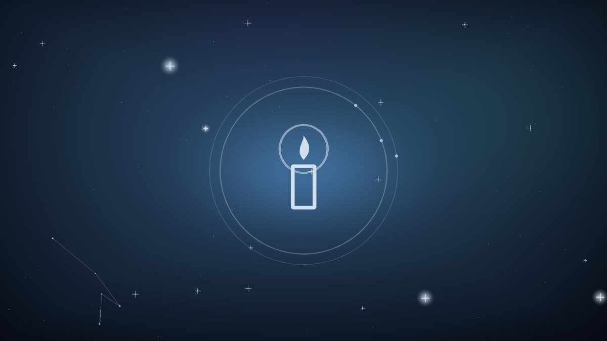 A single candle burning in a quiet room, its light falling across an empty chair