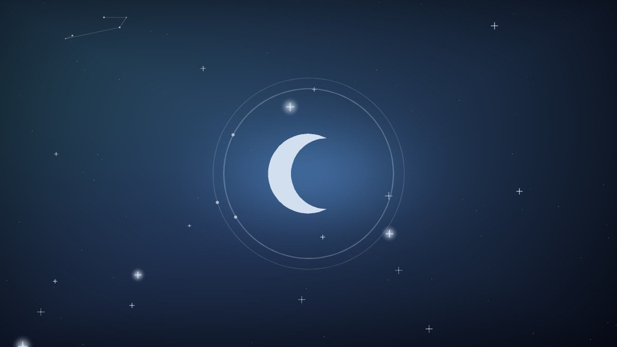 A month of small daily entries arranged along a curve of moon phases