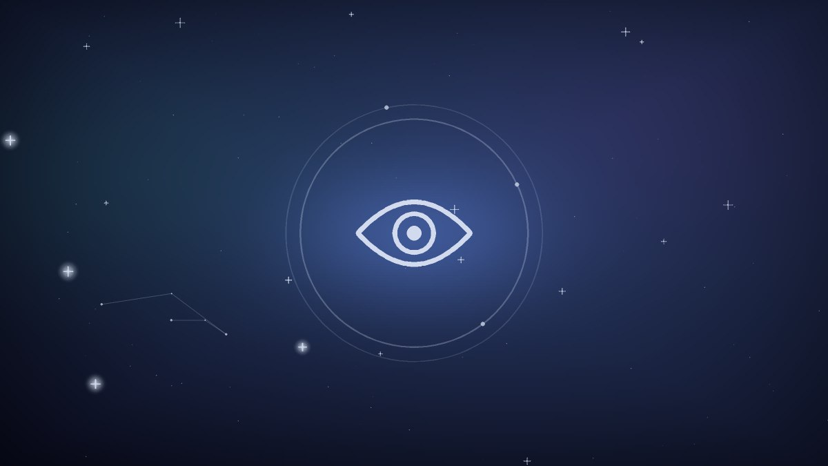 A closed eye with a faint spiral of light behind the lid